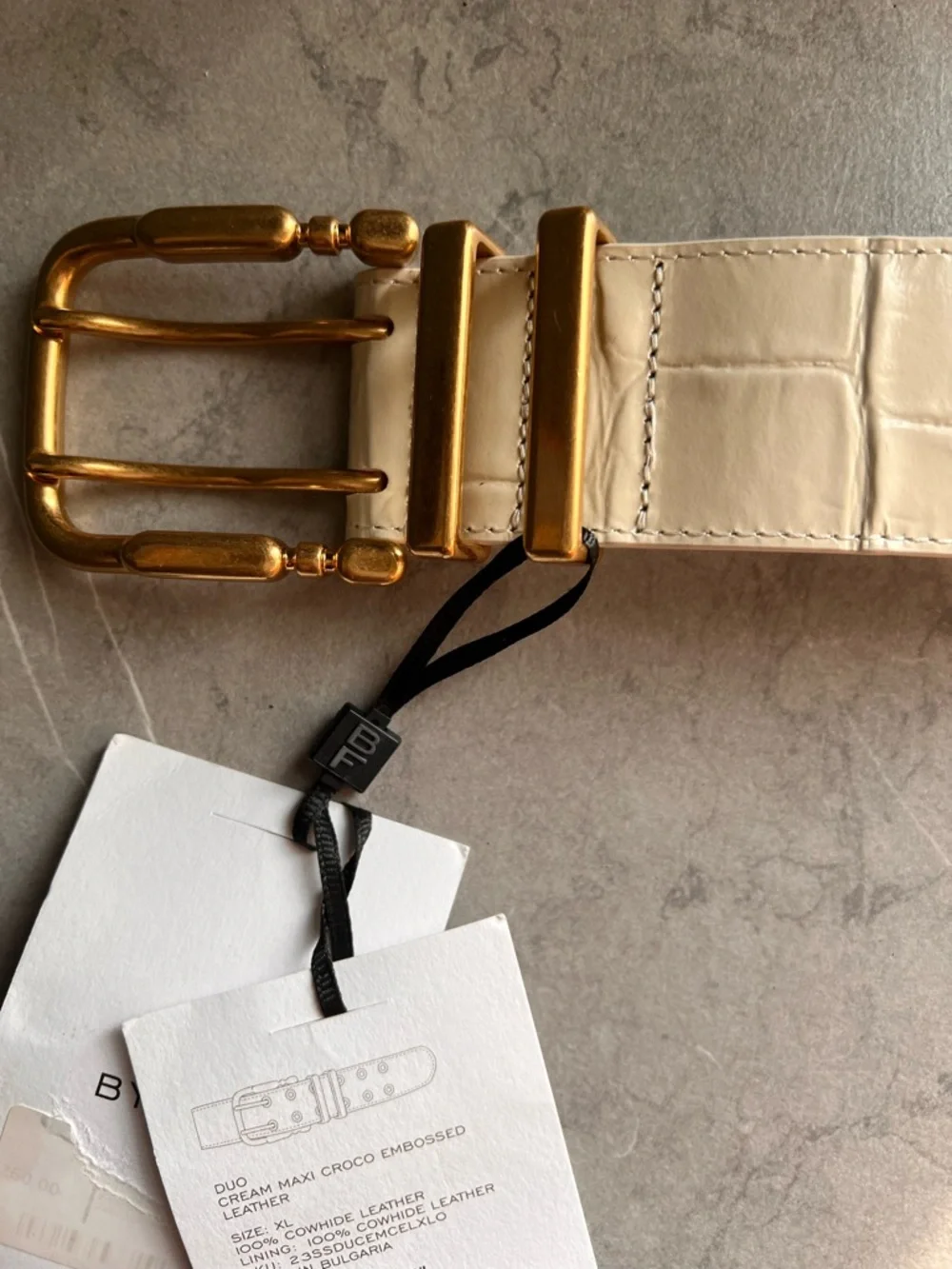 By Far Duo Maxi Croc Embossed Leather Belt